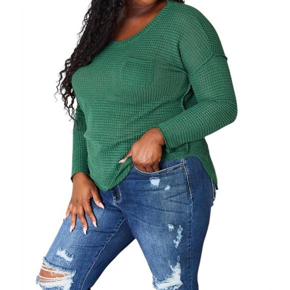 NEW CULTURE CODE full size scoop neck patch pocket top in dark green - Picture 7 of 8